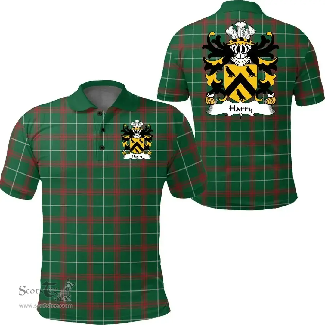 ScotsTee Shop Welsh Harry (AP THOMAS) Coat of Arms Family Crest Wales Polo Shirt Welsh National Tartan Polo Shirt