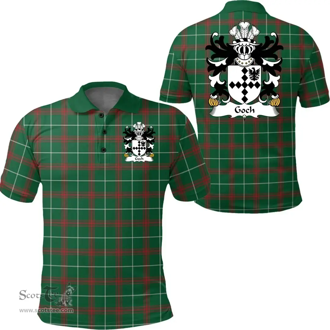 ScotsTee Shop Welsh Goch (or Gough-of Wodberye, Devonshire) Coat of Arms Family Crest Wales Polo Shirt Welsh National Tartan Polo Shirt