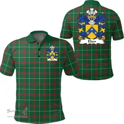 ScotsTee Shop Welsh Elian (GEIMIAD, Saint) Coat of Arms Family Crest Wales Polo Shirt Welsh National Tartan Polo Shirt