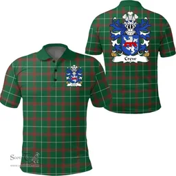 ScotsTee Shop Welsh Crew (of Holt, Denbighshire) Coat of Arms Family Crest Wales Polo Shirt Welsh National Tartan Polo Shirt