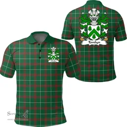 ScotsTee Shop Welsh Tomlyn (lord of Llanllywel, Montgomeryshire) Coat of Arms Family Crest Wales Polo Shirt Welsh National Tartan Polo Shirt