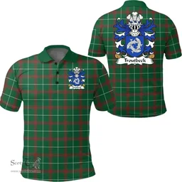 ScotsTee Shop Welsh Troutbeck (Daughter m. Sir William Griffith) Coat of Arms Family Crest Wales Polo Shirt Welsh National Tartan Polo Shirt