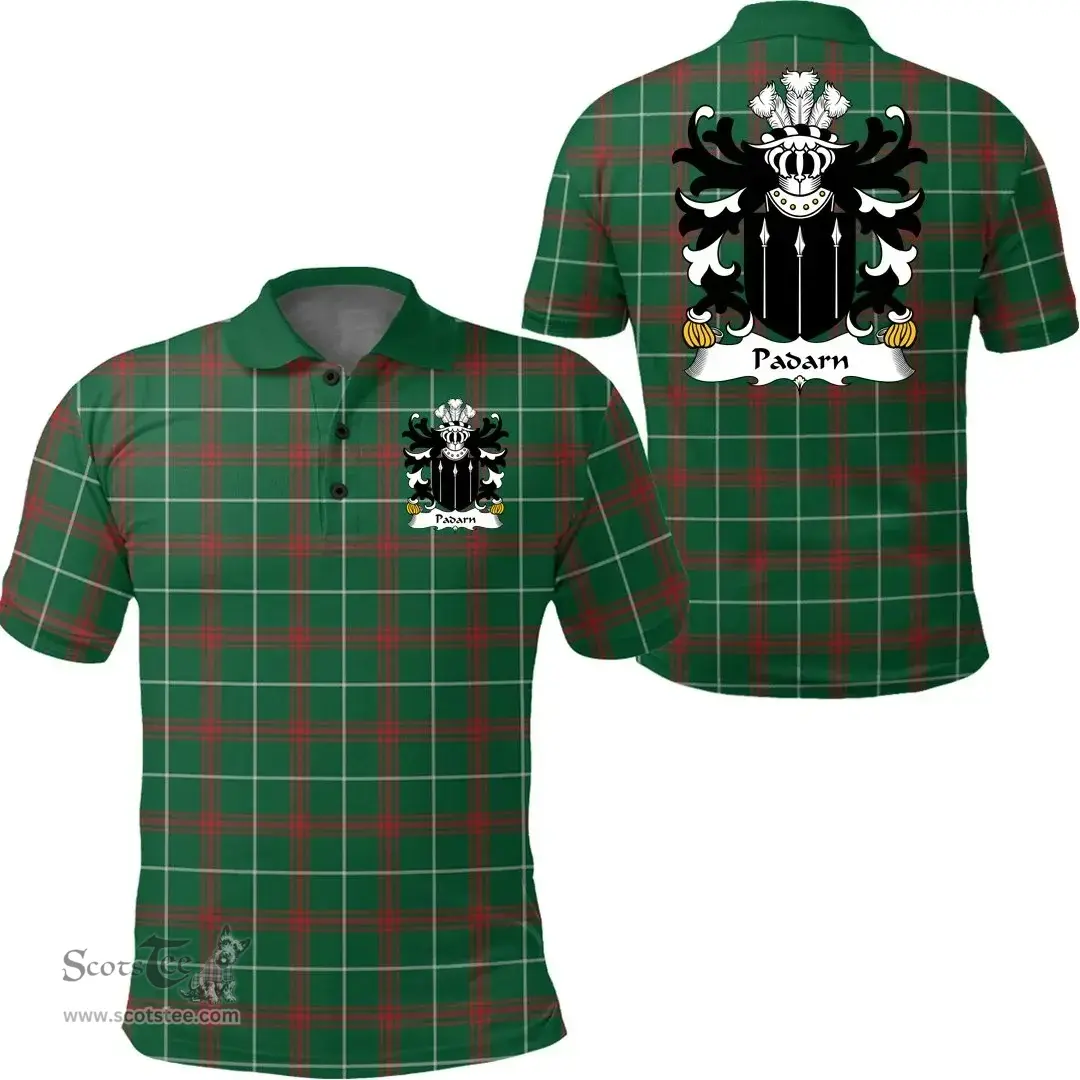 ScotsTee Shop Welsh Padarn (PEISRUDD) Coat of Arms Family Crest Wales Polo Shirt Welsh National Tartan Polo Shirt