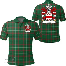 ScotsTee Shop Welsh Lucas (of Hill, Gower) Coat of Arms Family Crest Wales Polo Shirt Welsh National Tartan Polo Shirt