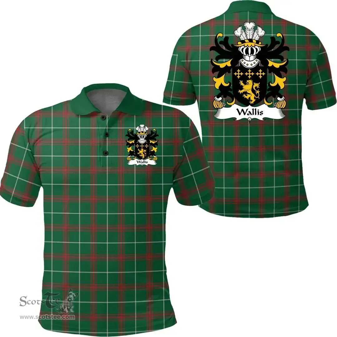 ScotsTee Shop Welsh Wallis (or Welsh, of Llan-wern, Monmouthshire) Coat of Arms Family Crest Wales Polo Shirt Welsh National Tartan Polo Shirt
