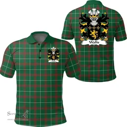 ScotsTee Shop Welsh Wallis (or Welsh, of Llan-wern, Monmouthshire) Coat of Arms Family Crest Wales Polo Shirt Welsh National Tartan Polo Shirt