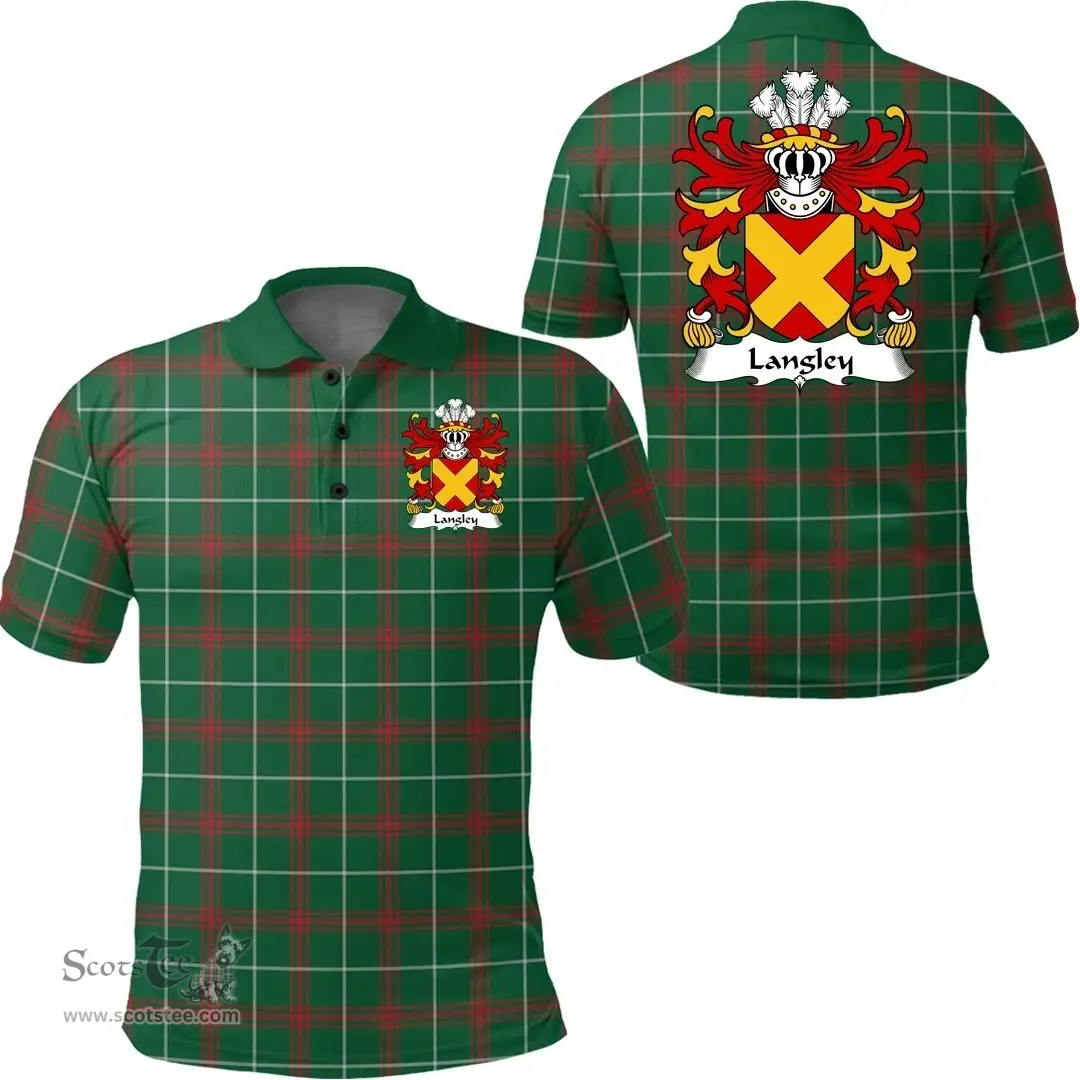 ScotsTee Shop Welsh Langley Coat of Arms Family Crest Wales Polo Shirt Welsh National Tartan Polo Shirt