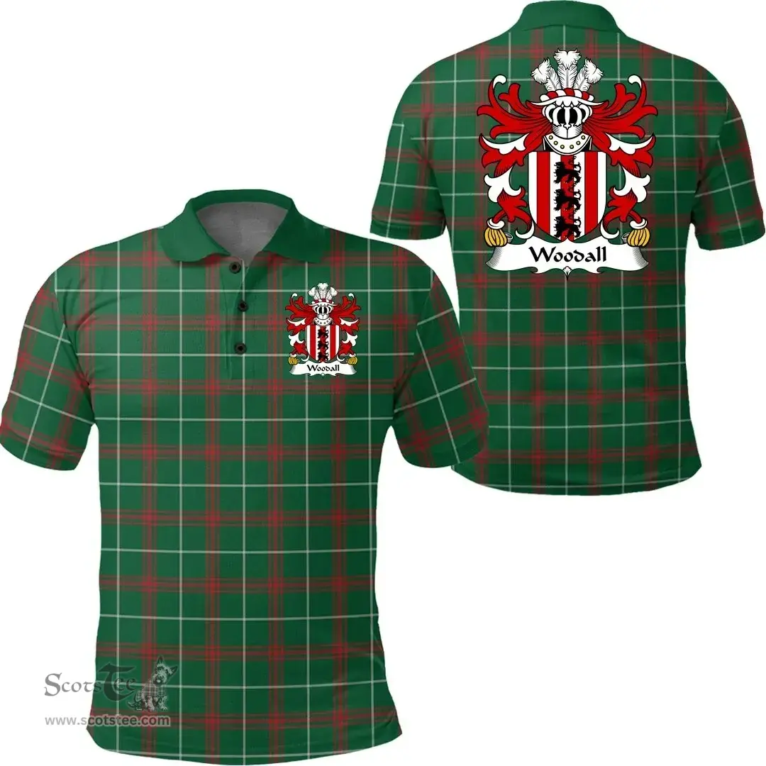 ScotsTee Shop Welsh Woodall (or Wodehall, of Flint) Coat of Arms Family Crest Wales Polo Shirt Welsh National Tartan Polo Shirt