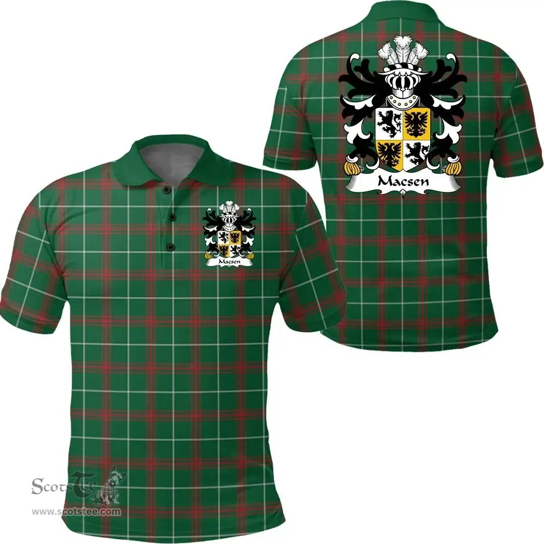 ScotsTee Shop Welsh Macsen (WLEDIG, Roman Emperor Maximus) Coat of Arms Family Crest Wales Polo Shirt Welsh National Tartan Polo Shirt