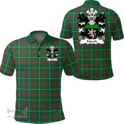 ScotsTee Shop Welsh Marsh (of Flint) Coat of Arms Family Crest Wales Polo Shirt Welsh National Tartan Polo Shirt