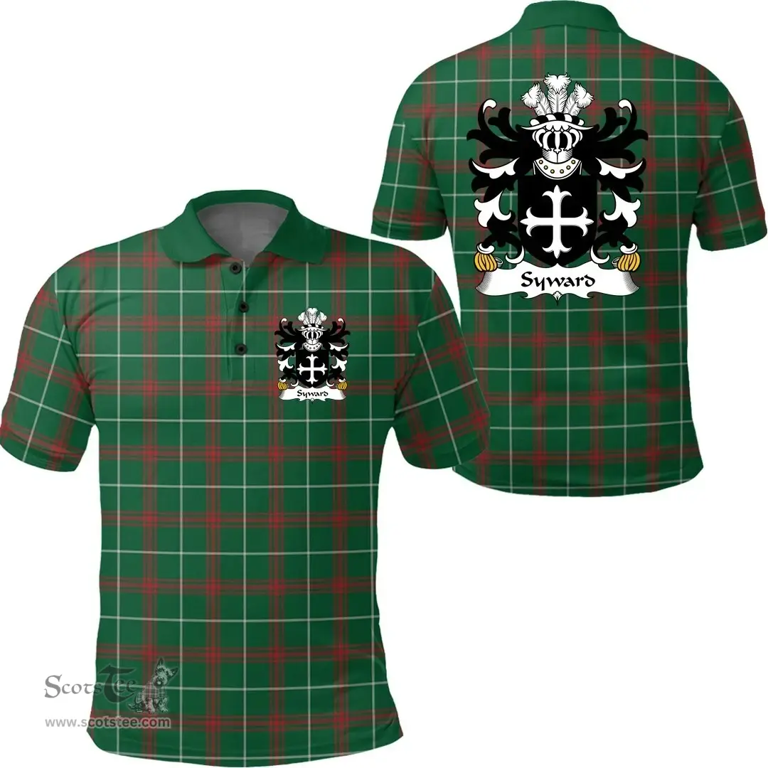 ScotsTee Shop Welsh Syward (or Siward, lord of Rhutin, Glamorgan) Coat of Arms Family Crest Wales Polo Shirt Welsh National Tartan Polo Shirt