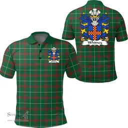 ScotsTee Shop Welsh Whitney (of Herefordshire) Coat of Arms Family Crest Wales Polo Shirt Welsh National Tartan Polo Shirt