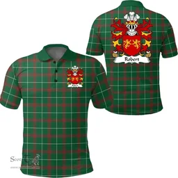 ScotsTee Shop Welsh Robert (lord of Cydewen) Coat of Arms Family Crest Wales Polo Shirt Welsh National Tartan Polo Shirt