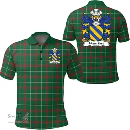 ScotsTee Shop Welsh Montfort (Daughter m. Llywelyn ap Gruffudd) Coat of Arms Family Crest Wales Polo Shirt Welsh National Tartan Polo Shirt