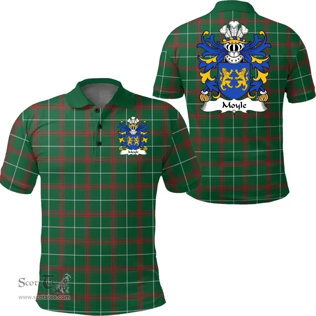 ScotsTee Shop Welsh Moyle (or Mule of Ruthin, Denbighshire) Coat of Arms Family Crest Wales Polo Shirt Welsh National Tartan Polo Shirt