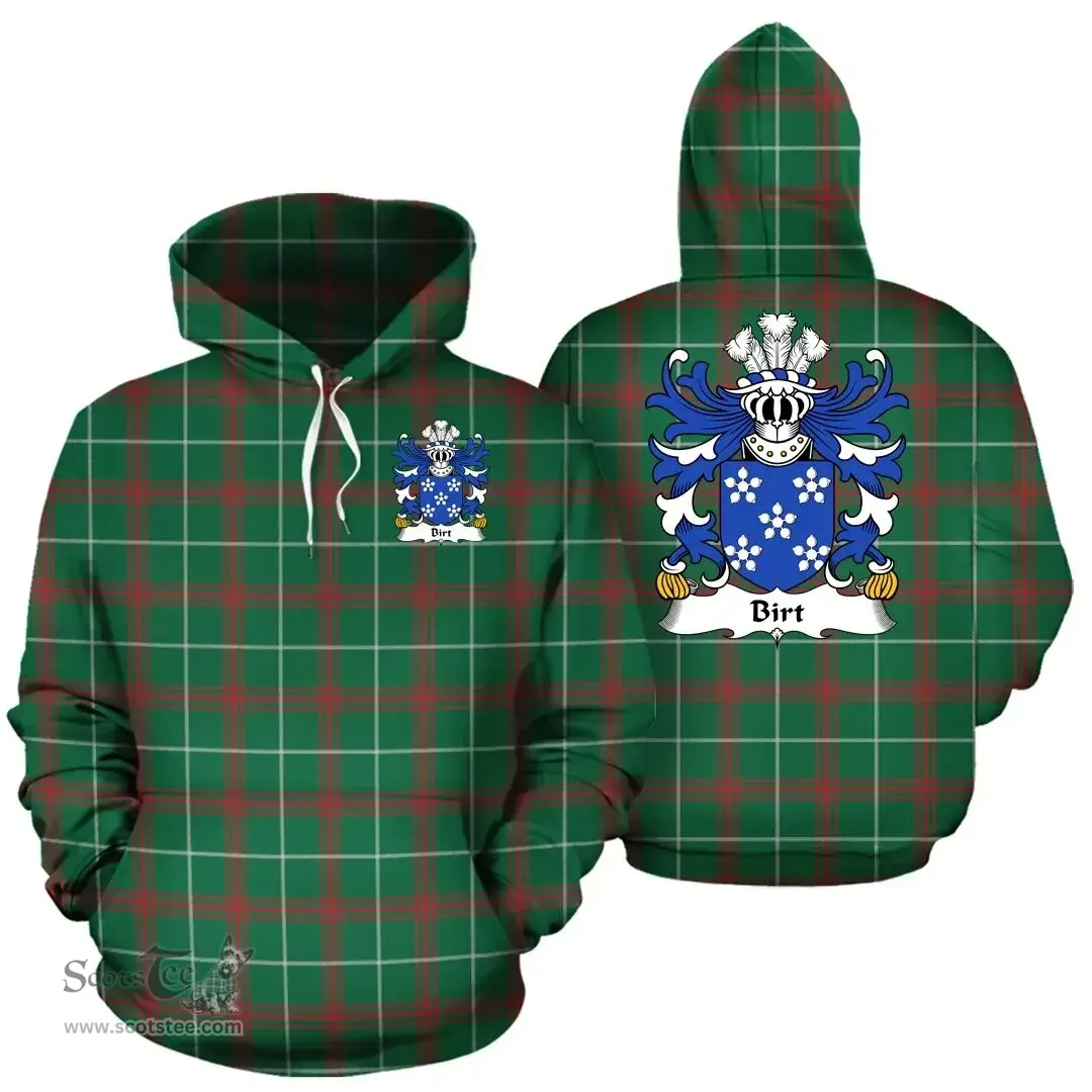 ScotsTee Shop Welsh Birt (of Llwyndyrys, Cardiganshire) Coat of Arms Family Crest Wales Hoodie Welsh National Tartan Hoodie