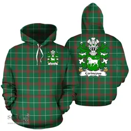 ScotsTee Shop Welsh Corineous (Duke of Cornwall, Companion of Brutus) Coat of Arms Family Crest Wales Hoodie Welsh National Tartan Hoodie