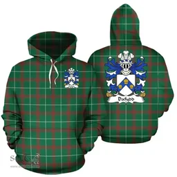 ScotsTee Shop Welsh Dafydd (AP CARADOG) Coat of Arms Family Crest Wales Hoodie Welsh National Tartan Hoodie