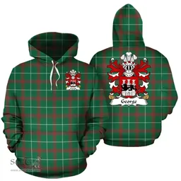 ScotsTee Shop Welsh George (OWEN HARRY, Pembrokeshire) Coat of Arms Family Crest Wales Hoodie Welsh National Tartan Hoodie