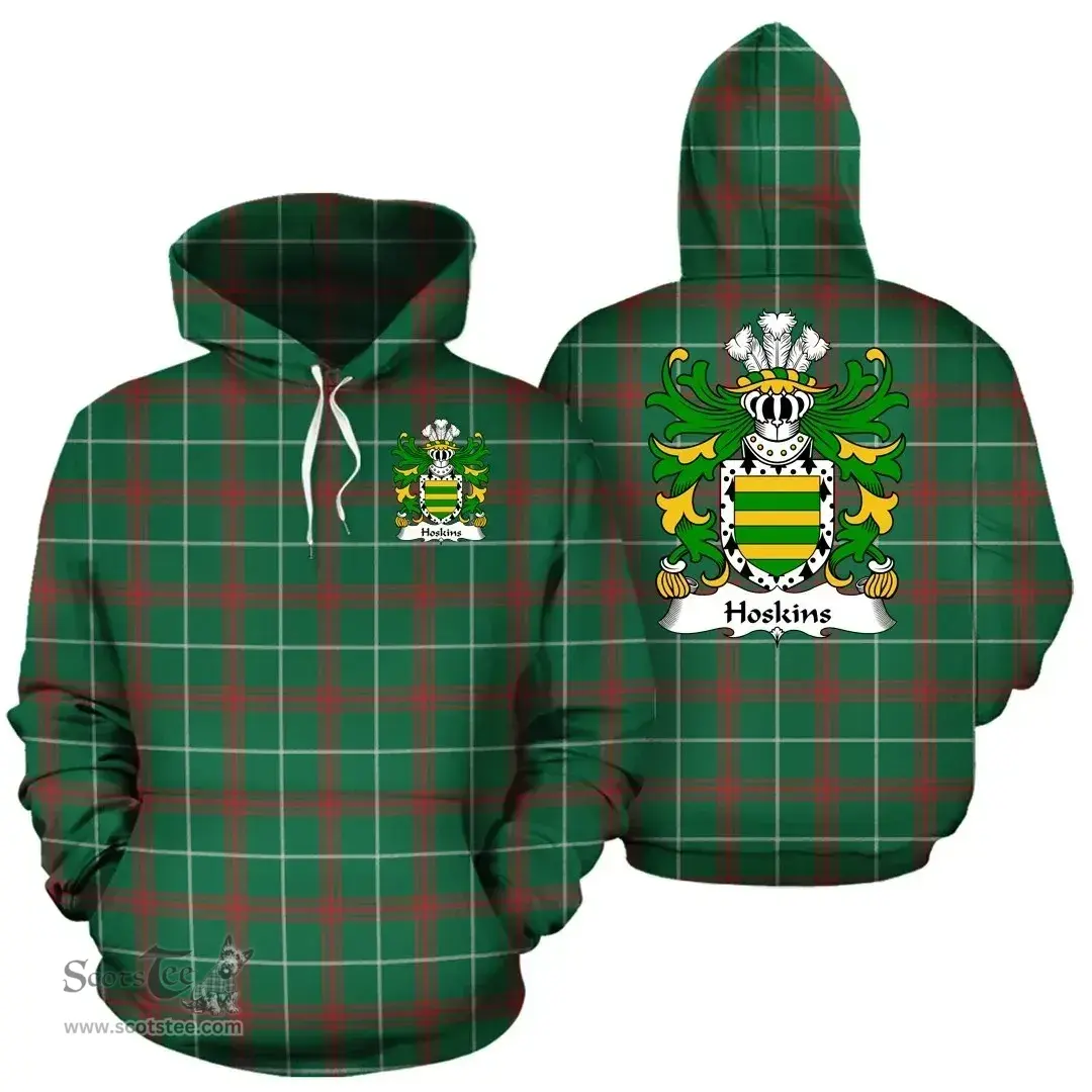 ScotsTee Shop Welsh Hoskins (of Monmouthshire) Coat of Arms Family Crest Wales Hoodie Welsh National Tartan Hoodie