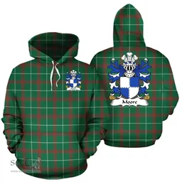 ScotsTee Shop Welsh Moore (lords of Crick, Monmouthshire) Coat of Arms Family Crest Wales Hoodie Welsh National Tartan Hoodie
