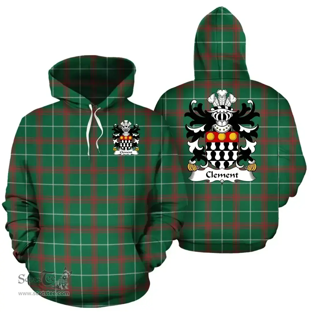 ScotsTee Shop Welsh Clement (of Cardiganshire) Coat of Arms Family Crest Wales Hoodie Welsh National Tartan Hoodie