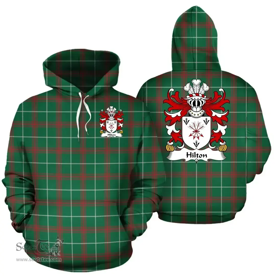 ScotsTee Shop Welsh Hilton (of Denbighshire) Coat of Arms Family Crest Wales Hoodie Welsh National Tartan Hoodie