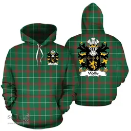 ScotsTee Shop Welsh Wallis (or Welsh, of Llan-wern, Monmouthshire) Coat of Arms Family Crest Wales Hoodie Welsh National Tartan Hoodie