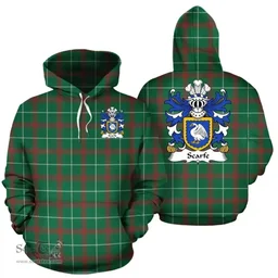ScotsTee Shop Welsh Scarfe (of Lamphey, Pembrokeshire) Coat of Arms Family Crest Wales Hoodie Welsh National Tartan Hoodie