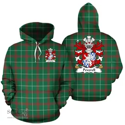ScotsTee Shop Welsh Peverell (of Pembrokeshire) Coat of Arms Family Crest Wales Hoodie Welsh National Tartan Hoodie