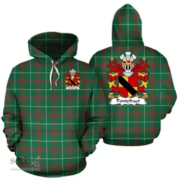 ScotsTee Shop Welsh Pontefract (of Denbighshire) Coat of Arms Family Crest Wales Hoodie Welsh National Tartan Hoodie