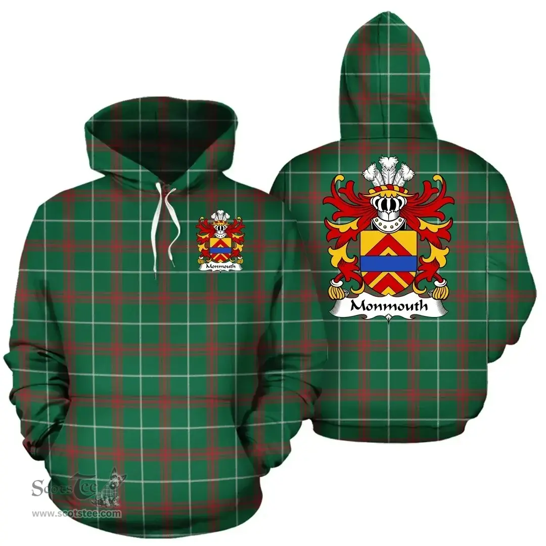 ScotsTee Shop Welsh Monmouth (lords of) Coat of Arms Family Crest Wales Hoodie Welsh National Tartan Hoodie