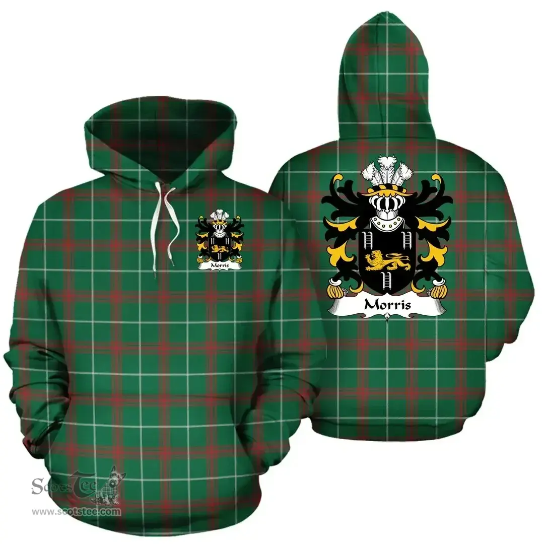 ScotsTee Shop Welsh Morris (of Cardiganshire) Coat of Arms Family Crest Wales Hoodie Welsh National Tartan Hoodie