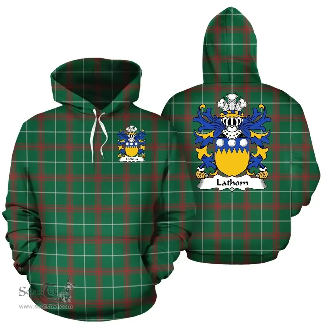 ScotsTee Shop Welsh Lathom (of Lleweni Green, Denbighshire) Coat of Arms Family Crest Wales Hoodie Welsh National Tartan Hoodie