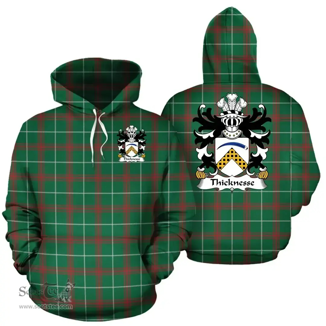 ScotsTee Shop Welsh Thicknesse (of Beaumaris, Anglesey) Coat of Arms Family Crest Wales Hoodie Welsh National Tartan Hoodie