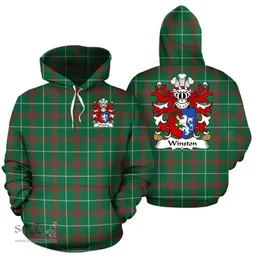 ScotsTee Shop Welsh Winston (of Trewyn, Monmouthshire) Coat of Arms Family Crest Wales Hoodie Welsh National Tartan Hoodie