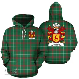 ScotsTee Shop Welsh Hopkin (DAVID- of Dan-y-graig, Swansea) Coat of Arms Family Crest Wales Hoodie Welsh National Tartan Hoodie