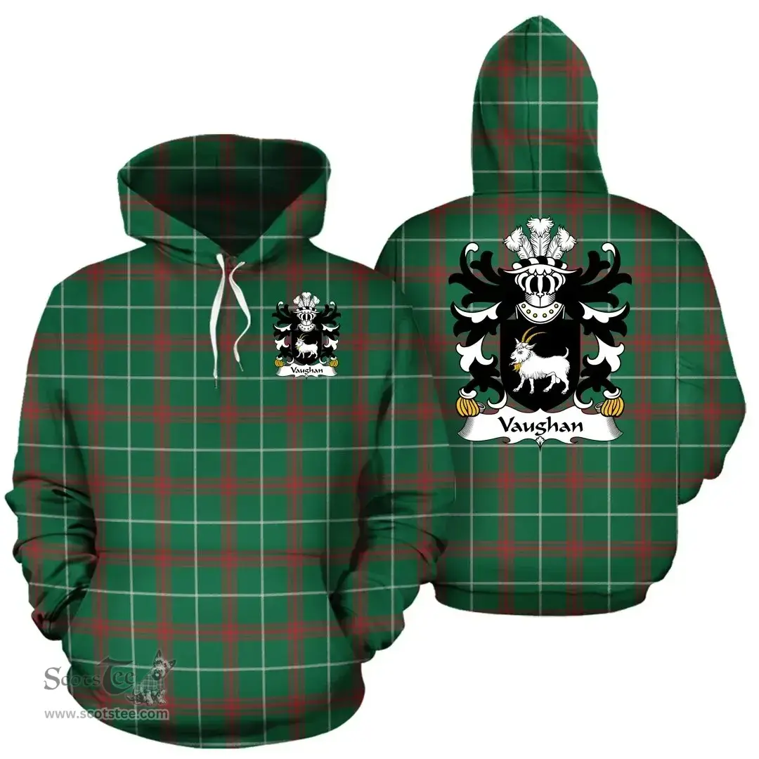 ScotsTee Shop Welsh Vaughan (of Montgomershire) Coat of Arms Family Crest Wales Hoodie Welsh National Tartan Hoodie