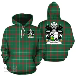 ScotsTee Shop Welsh Prichard (Parson of Denbighshire) Coat of Arms Family Crest Wales Hoodie Welsh National Tartan Hoodie