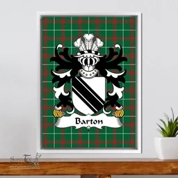 ScotsTee Shop Welsh Barton Coat of Arms Family Crest Welsh National Tartan Framed Canvas Print