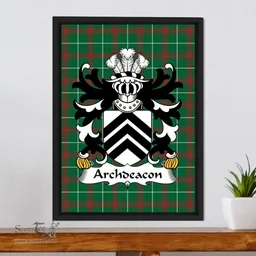 ScotsTee Shop Welsh Archdeacon Coat of Arms Family Crest Welsh National Tartan Framed Canvas Print