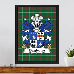 ScotsTee Shop Welsh Daylwyn (or Bushe) Coat of Arms Family Crest Welsh National Tartan Framed Canvas Print
