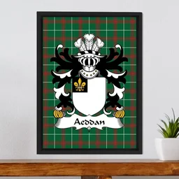 ScotsTee Shop Welsh Aeddan (AP SEYSSYLLT) Coat of Arms Family Crest Welsh National Tartan Framed Canvas Print