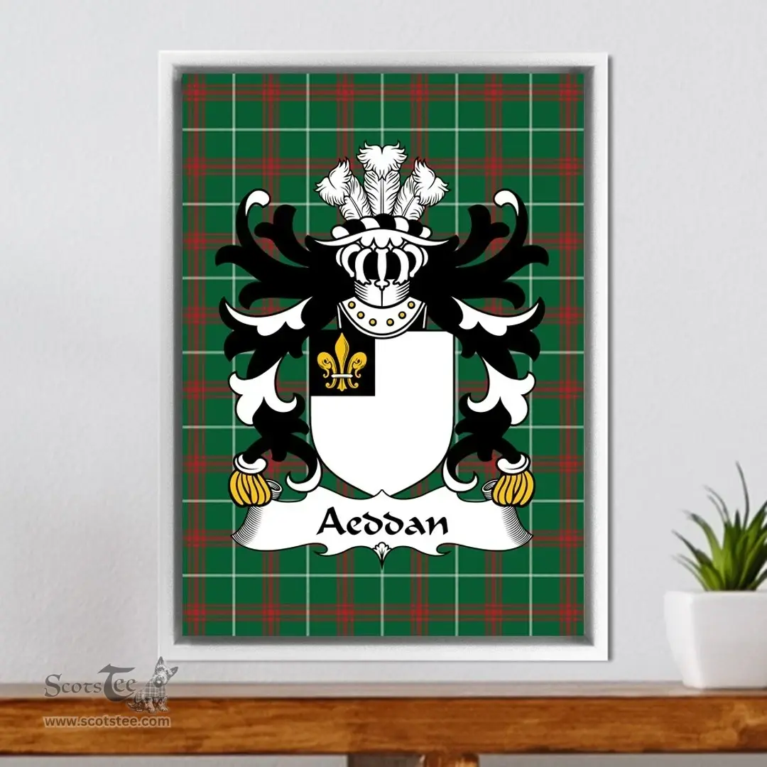 ScotsTee Shop Welsh Aeddan (AP SEYSSYLLT) Coat of Arms Family Crest Welsh National Tartan Framed Canvas Print