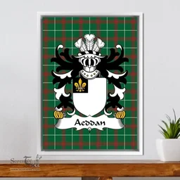 ScotsTee Shop Welsh Aeddan (AP SEYSSYLLT) Coat of Arms Family Crest Welsh National Tartan Framed Canvas Print