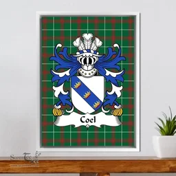 ScotsTee Shop Welsh Coel (or Coilus, self declared King of Britain) Coat of Arms Family Crest Welsh National Tartan Framed Canvas Print