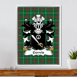 ScotsTee Shop Welsh Gervis (of Ruthin, Denbighshire) Coat of Arms Family Crest Welsh National Tartan Framed Canvas Print