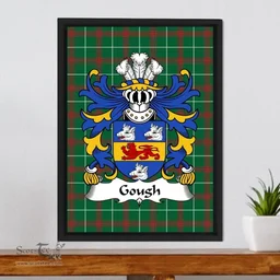 ScotsTee Shop Welsh Gough (of Chester c.1481) Coat of Arms Family Crest Welsh National Tartan Framed Canvas Print