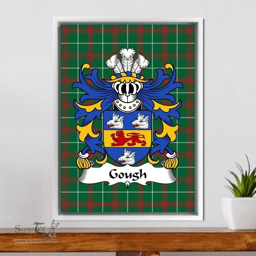 ScotsTee Shop Welsh Gough (of Chester c.1481) Coat of Arms Family Crest Welsh National Tartan Framed Canvas Print