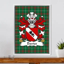 ScotsTee Shop Welsh Davies (Robert of Gwysanau, Flint) Coat of Arms Family Crest Welsh National Tartan Framed Canvas Print